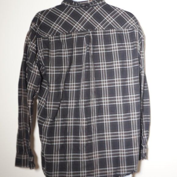 Hurley Long Sleeve Button Up Collared Shirt Men's Large Black/White Plaid - Picture 4 of 7